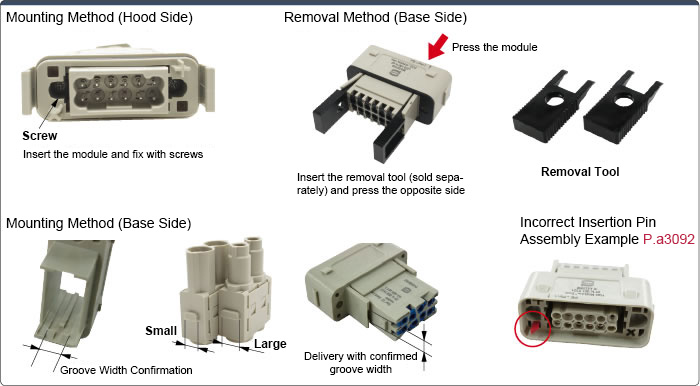 Mounting Method (hood side / base side) / Removing Method (base side) 