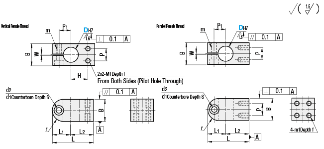 Super Compact Strut Clamps - Vertical Female Thread:Related Image