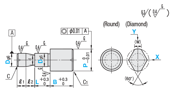 Locating Pins - Flat Head , Set Screw Mounting Shank, Circumference Groove:Related Image
