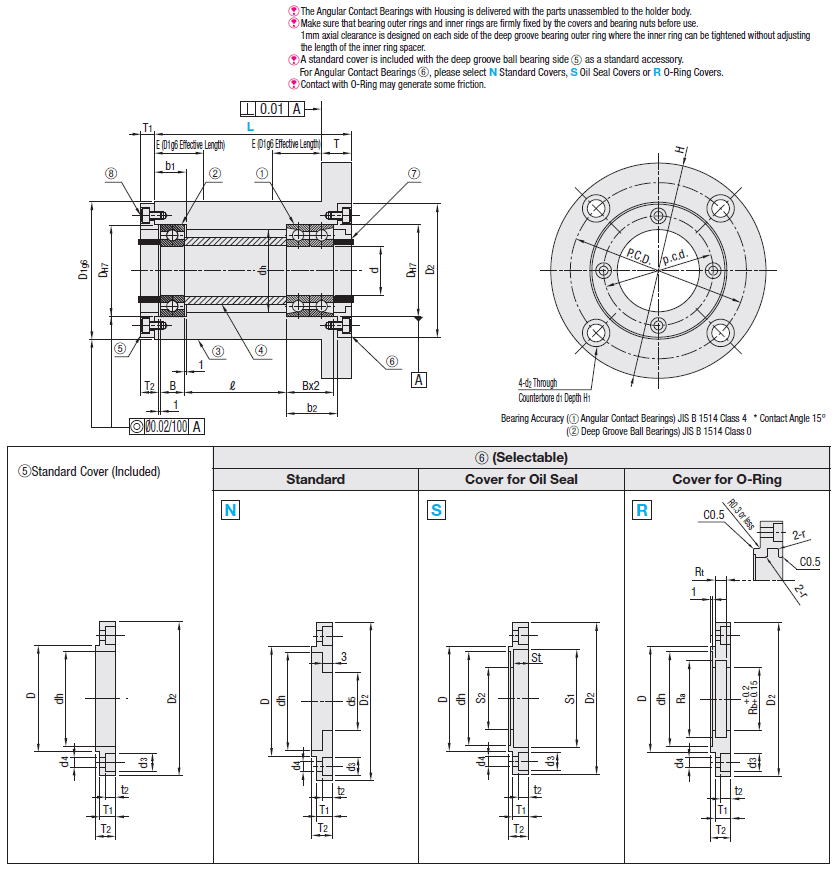 Angular Bearing with Housing Sets Back-to-Back Combination +Deep Groove Ball Bearing -Flanged Type-:Related Image