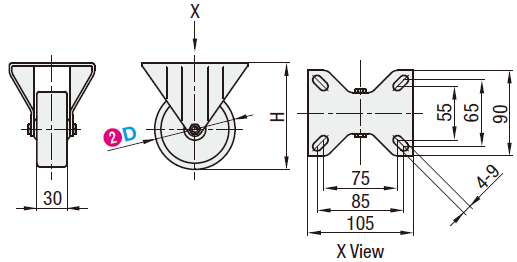 Casters - Medium Load - Wheel Material: Urethane - Fixed Type:Related Image