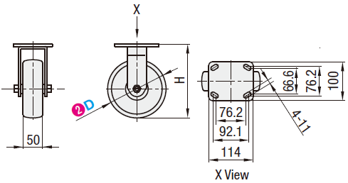 Casters - Heavy Load - Wheel Material: Urethane - Fixed Type:Related Image