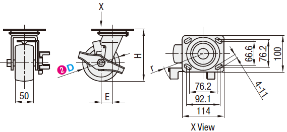 Casters - Heavy Load - Wheel Material: Urethane - Swivel Type + Stopper:Related Image