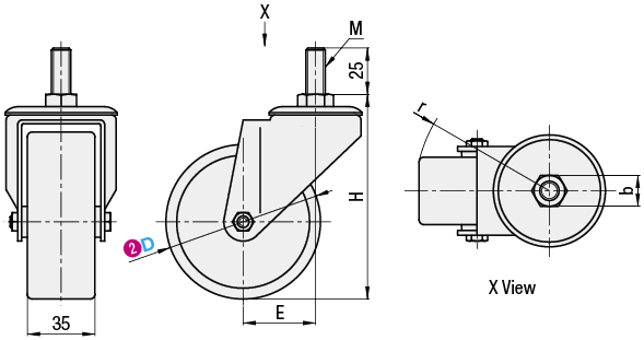 Screw-in Casters  Medium Load  Wheel Material: Polypropylene:Related Image