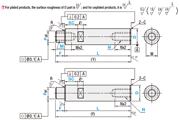 Linear Shafts-One End Male Thread with Thread Dia. Equal to Shaft Dia.-:Related Image