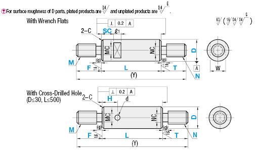 Both Ends Threaded Shafts with Undercut and Cross-Drilled Hole/Wrench Flats:Related Image