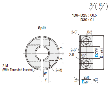 Shaft Collars/Split Threaded Inserts/Aluminum:Related Image