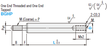 Shafts for Miniature Ball Guides - Both Ends Machined - One End Threaded and One End Tapped:Related Image