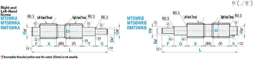 Lead Screws/Right and Left-Hand Thread/Center h7/One End Stepped/One End Double Stepped:Related Image