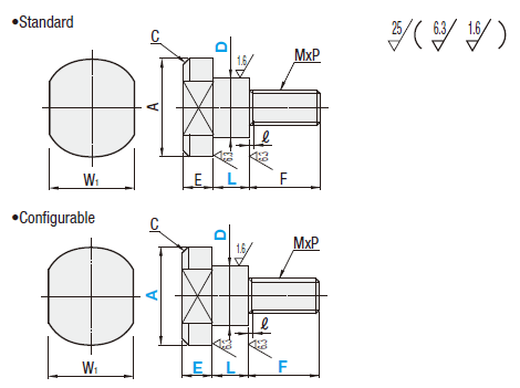 Fulcrum Pins - Width Across Flats Head Type:Related Image