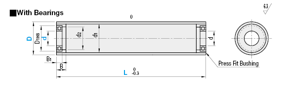 Metal Hollow Rollers - With Bearings (L=550~1000):Related Image