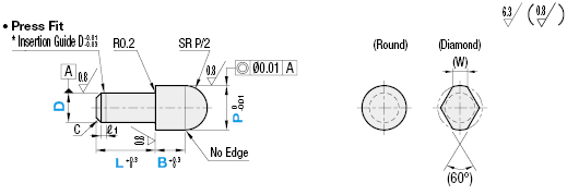 Locating Pins - High Hardness Stainless Steel Sphere Large Head (Press Fit):Related Image