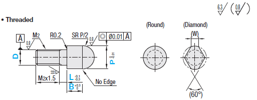 Locating Pins - High Hardness Stainless Steel Sphere Large Head (Threaded):Related Image