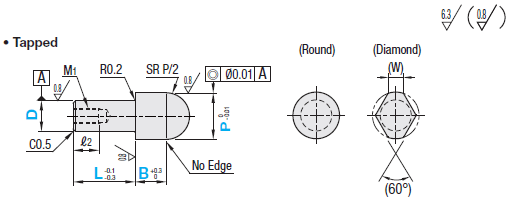 Locating Pins - High Hardness Stainless Steel Sphere Large Head (Tapped):Related Image