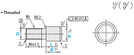 Locating Pins - High Hardness Stainless Steel, Large Flat Head (Threaded):Related Image