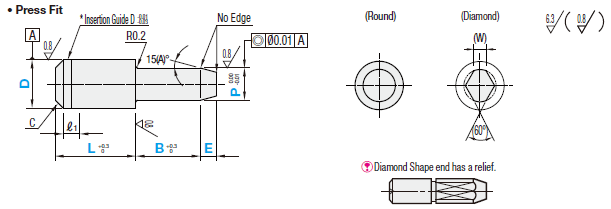 Locating Pins - High Hardness Stainless Steel, Small Head, Tapered (Press Fit):Related Image