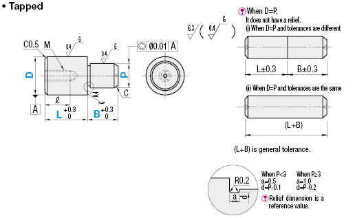 Locating Pins - Small Flat Head, DP Tolerance Selectable - Tapped:Related Image