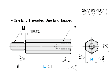 Small Dia. Hex Posts/One End Threaded One End Tapped:Related Image