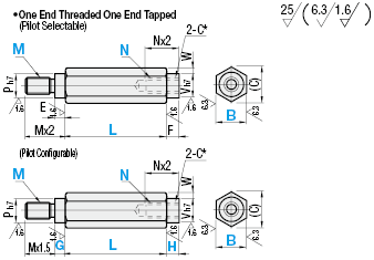 Hex Posts/One End Threaded One End Tapped/Pilot Selectable/Configurable:Related Image