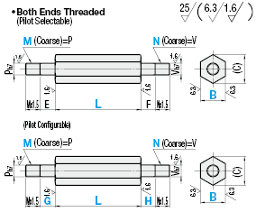 Hex Posts/Both Ends Threaded/Pilot Selectable/Configurable:Related Image