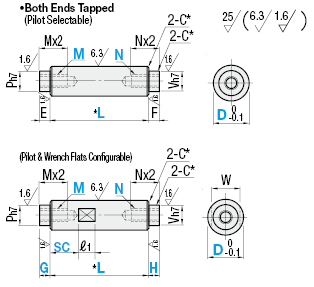 Circular Posts/Both Ends Tapped/Pilot Selectable/Configurable:Related Image