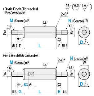 Circular Posts/Both Ends Threaded with Pilot:Related Image