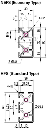 Aluminum Extrusion 6 Series/slot width 8/30x60mm:Related Image