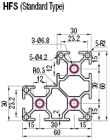 Aluminum Extrusion 6 Series/slot width 8/60x60x30mm:Related Image