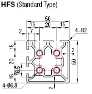 Aluminum Extrusion 6 Series/slot width 8/50x50mm:Related Image