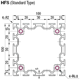 Aluminum Extrusion 6 Series/slot width 8/100x100mm:Related Image