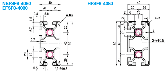 Aluminum Extrusion 8 Series/slot width 10/40x80mm:Related Image