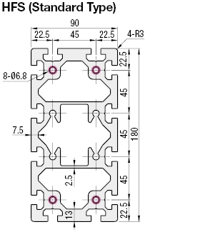 Aluminum Extrusion 8-90 Series/slot width 10/90x180mm:Related Image