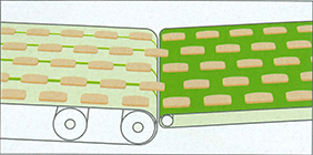 Examples of flat belt applications in transportation, handling, and the food industry