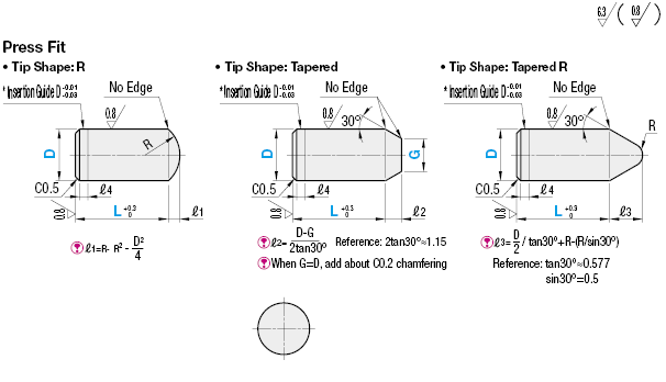 Locating Pins - Sphere Small Head - D and P Selectable Tolerance:Related Image