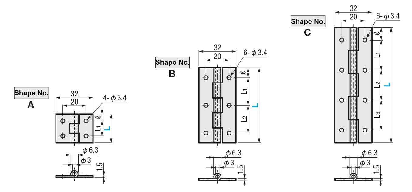 Economic type Flat hinge Mounting pitch fixed type