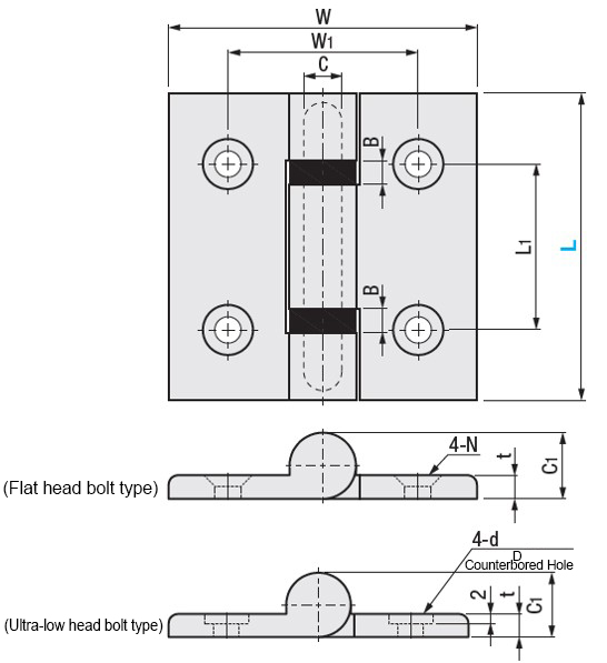 Economic type Butterfly hinge For heavy object Including bearing