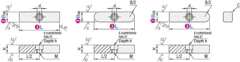 Economic type Parallel key Center thread counterbored type