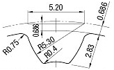 Tooth Profile Specification Drawing of MISUMI Economy Series Timing Pulleys S8M