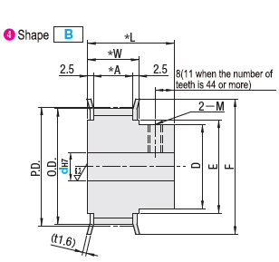 MISUMI timing pulley shaft hole N keyway hole and threaded hole specifications