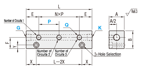 [Clean & Pack]Manifold Block - Hydraulic, Lateral Through Hole, Upper Hole: Related Image