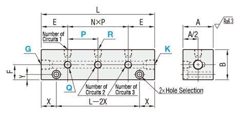 [Clean & Pack]Manifold Block - Hydraulic, Lateral Through Hole, L-Shaped Hole: Related Image