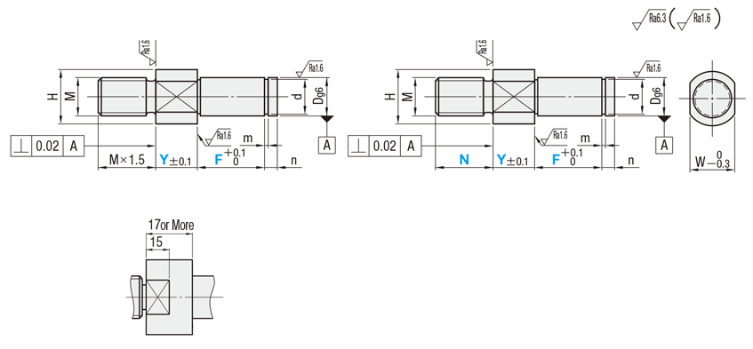 [Clean & Pack]Cantilever Shaft - Threaded with Retaining Ring Groove, Standard: Related Image