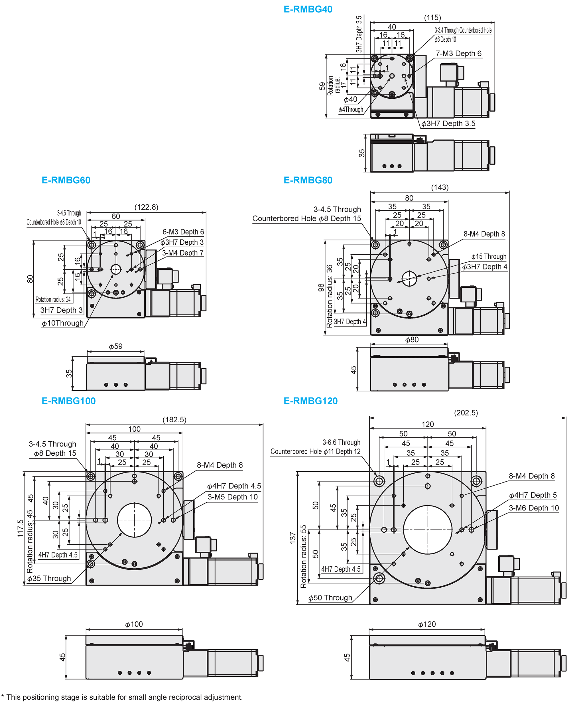 MISUMI Economy series Auto Rotary Stages E-RMPG Series Dimensional Drawing