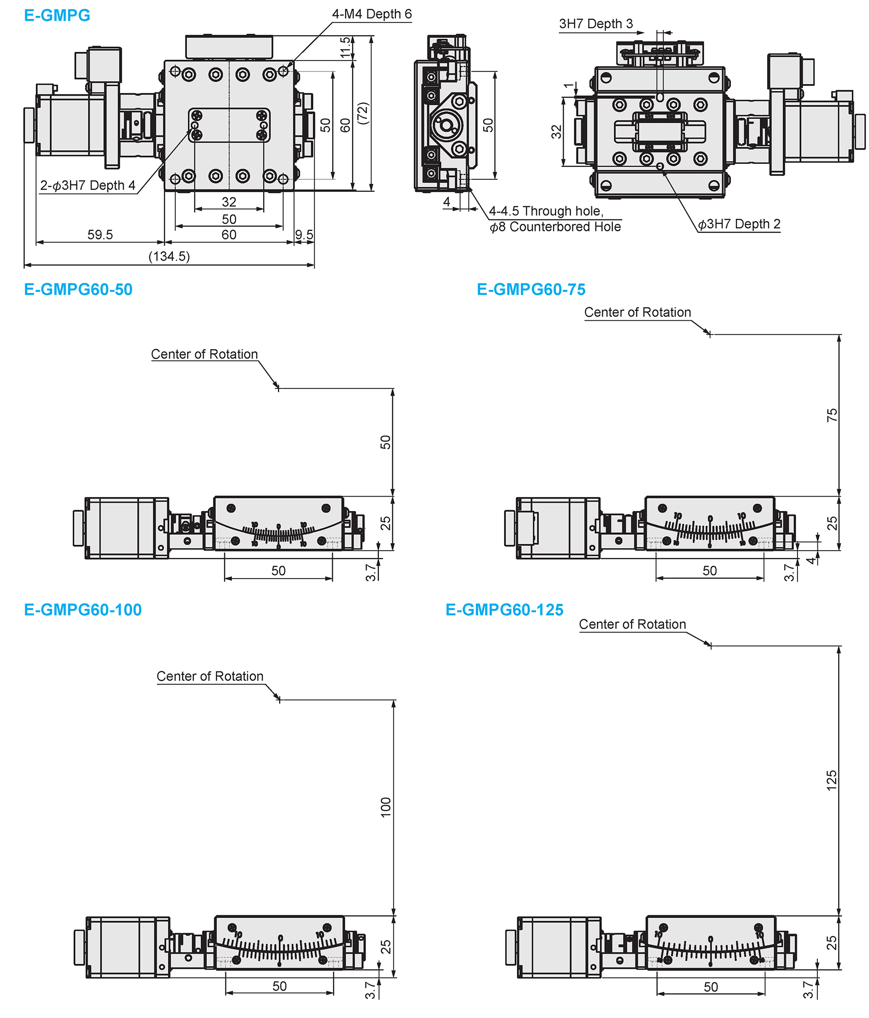 MISUMI Economy series Auto Goniometer Stages E-GMPG Series Dimensional Drawing