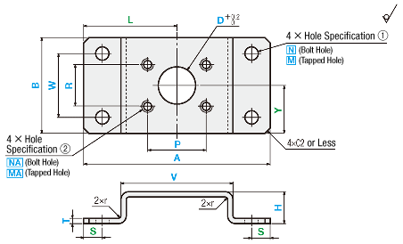 [Clean & Pack]Sheet Metal Mounting Plates / Brackets - Convex Bent Type, BLUJS