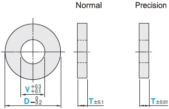 MISUMI Metal Washers, Precision Grade, T Dimension Selection, T Dimension Configurable, Drawings, Gasket Specifications