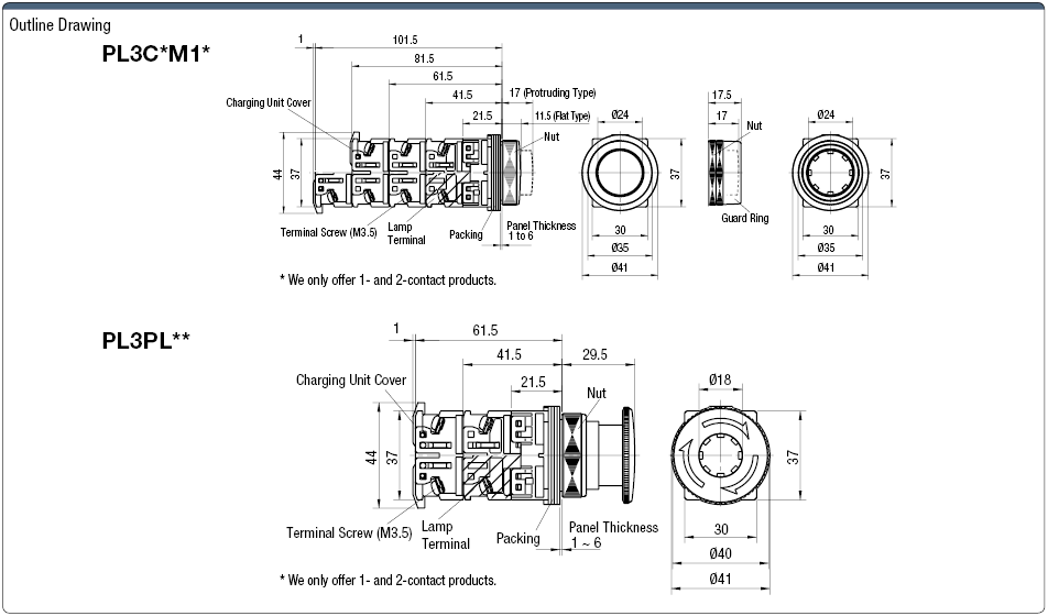 Illuminated Pushbutton Switch Mounting Hole Ø 30:Related Image