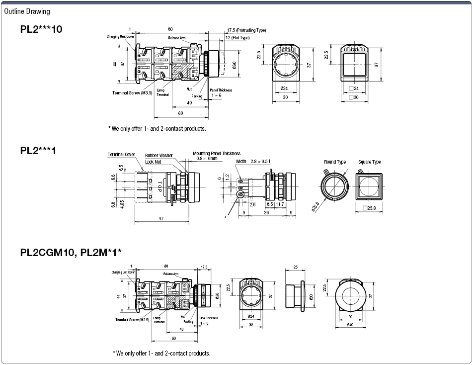 Illuminated Pushbutton Switch Mounting Hole Ø 22:Related Image