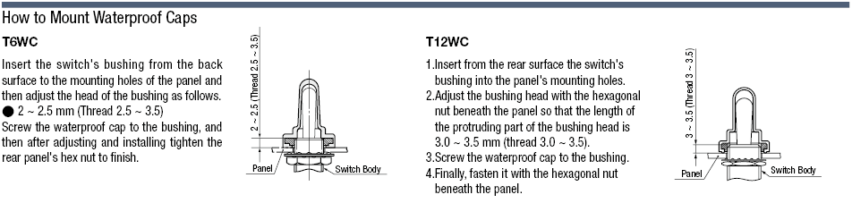 Toggle Switch Mounting Hole Ø 6, Ø 12:Related Image