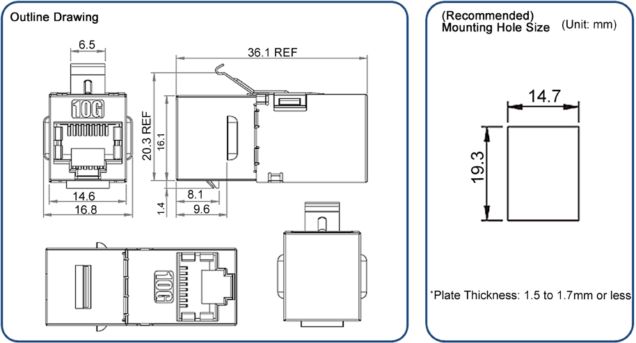 Panel Mounting Angle Type / STP / CAT6A, CAT6: Related image